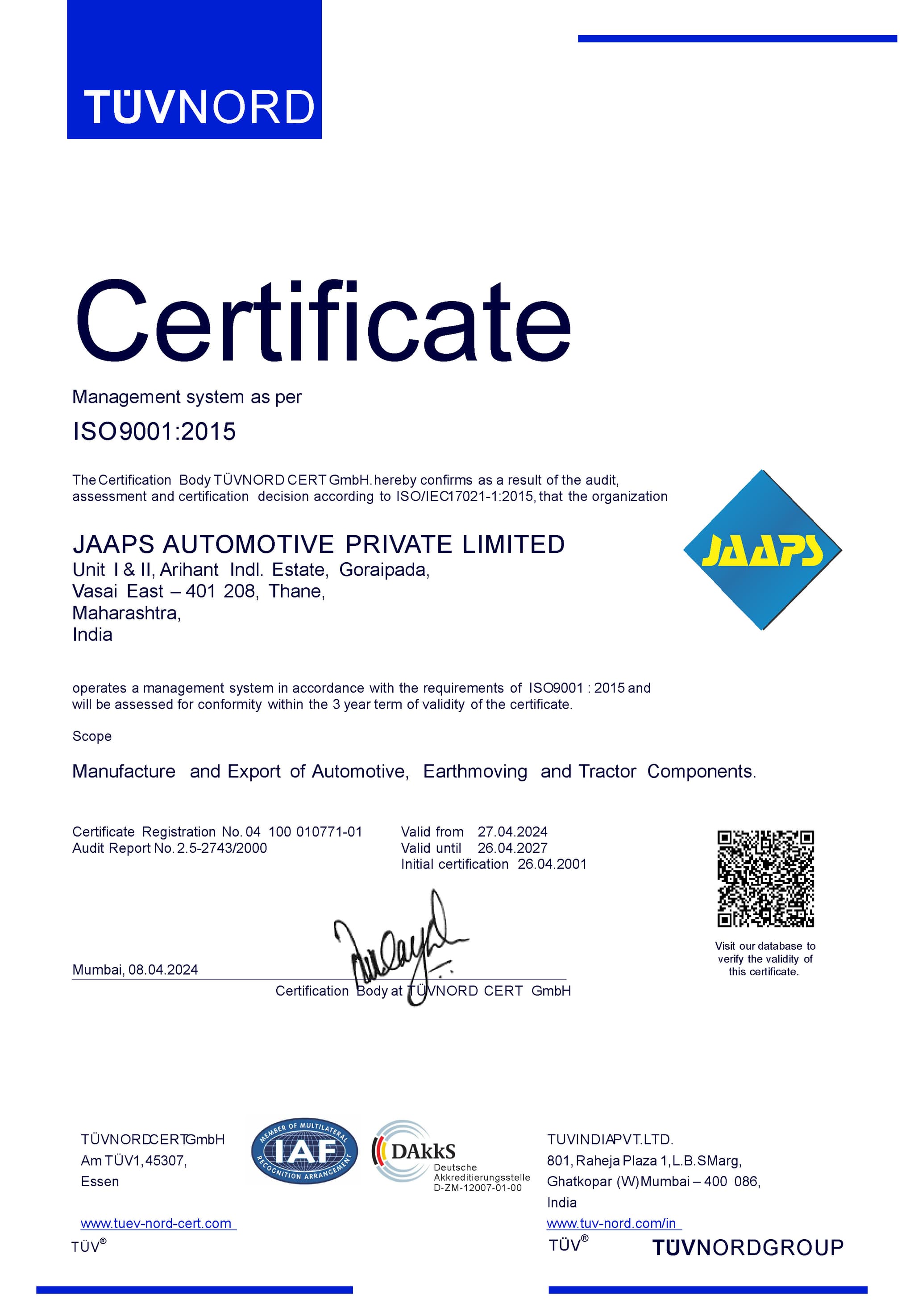 ISO Certificate